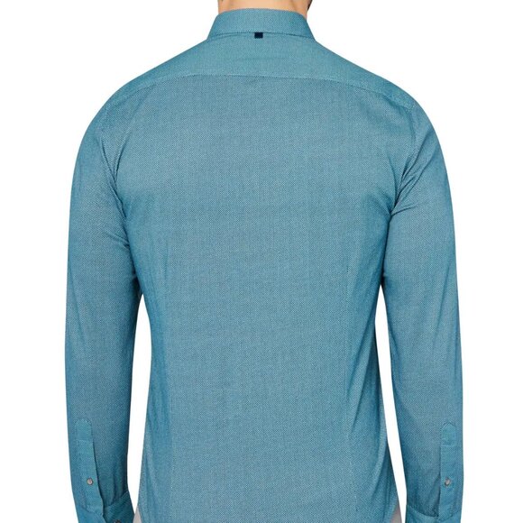 W.R.K Reworked Teal Motif Rework Print Long Sleeve Shirt - Picture 2 of 2